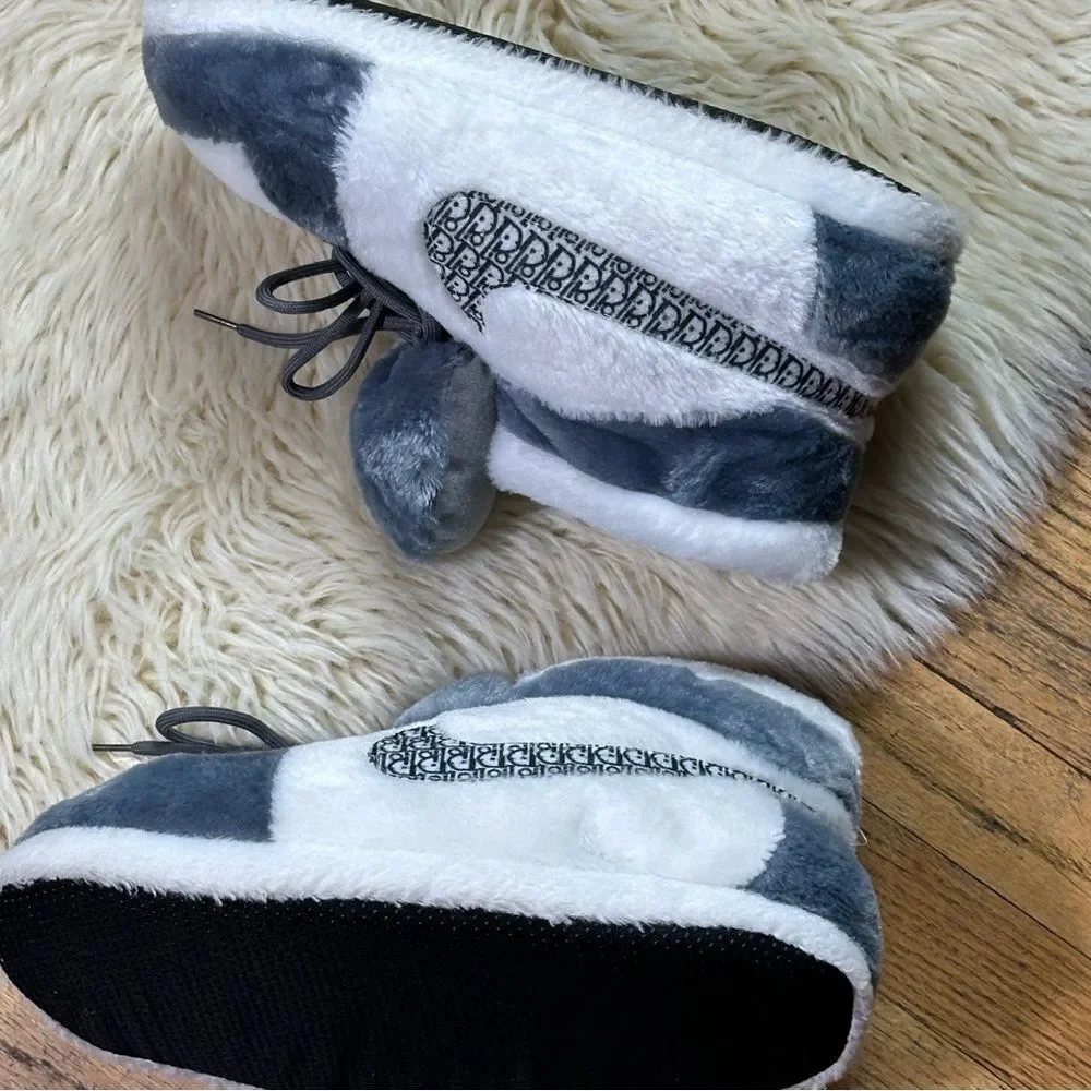 Cozy Plush Slippers with Swoosh Design Soft Indoor House Shoes